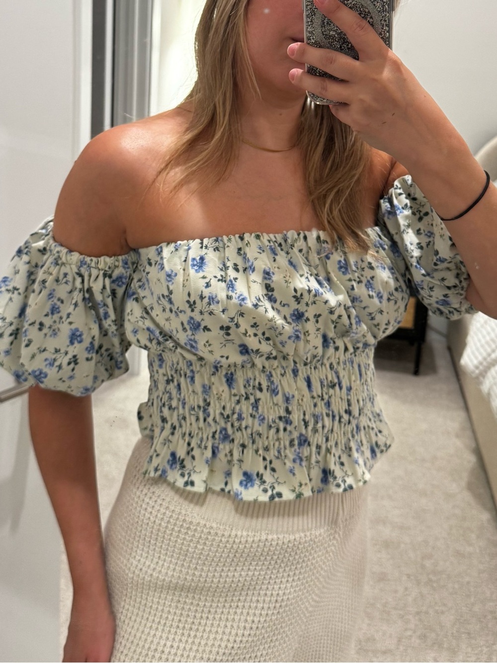 Abercrombie & Fitch • Smocked Off-Shoulder Floral Crop Top NWT